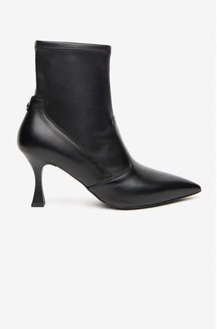 Leather and coated fabric ankle boots