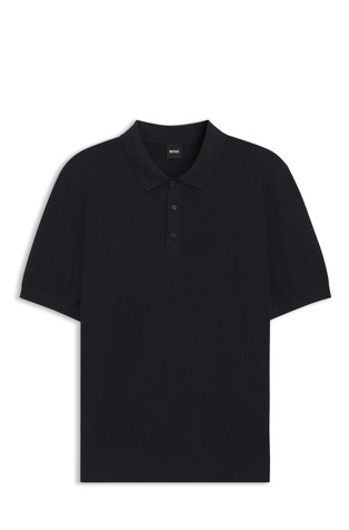 Short-sleeved polo in structured fabric