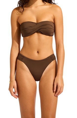 Seafolly Collective donji dio kupaćeg kostima s visokim izrezom i nabranim detaljem