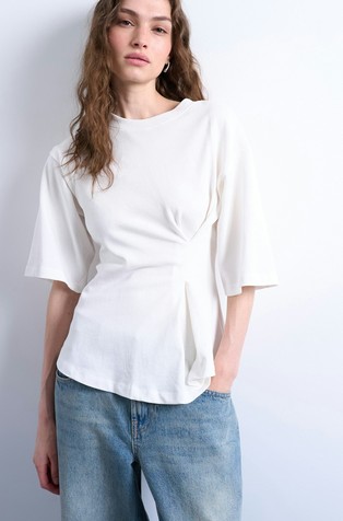 TSKAMILLA cotton T-shirt with gathered detail