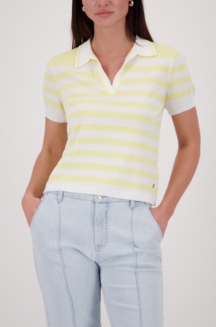 Striped short-sleeved knit polo