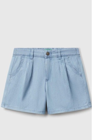 Pamučne kratke hlače s naborima i izgledom denima