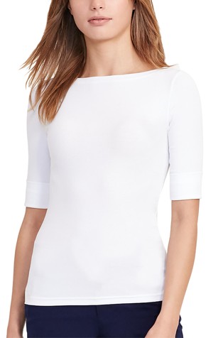 Stretch cotton short sleeved top