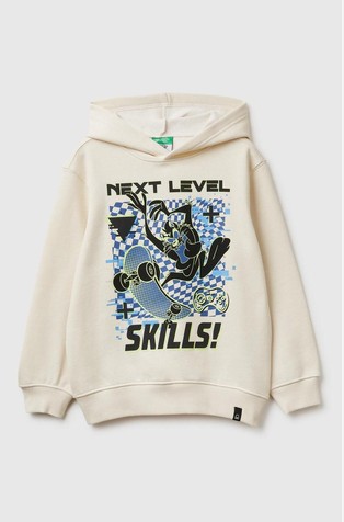 Relaxed fit pulover s kapuljačom i otiskom