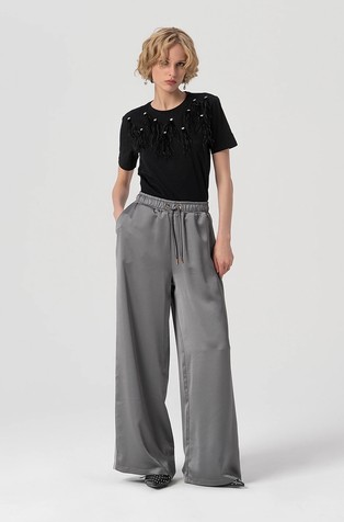 Palazzo satenske hlače s podesivom vezicom