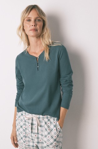 Pamučni gornji dio pidžame dugih rukava