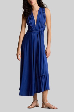 Cocktail haljina od jerseya s prekriženim izrezom na stražnjoj strani