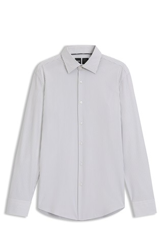 Slim fit prugasta košulja od performance-stretch tkanine
