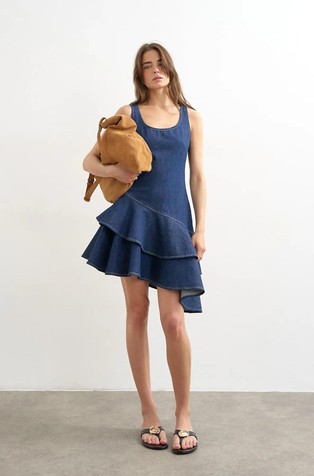 TSANNIE denim haljina s volanima