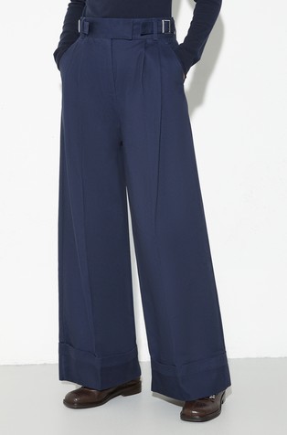 Wide-leg brushed-cotton trousers
