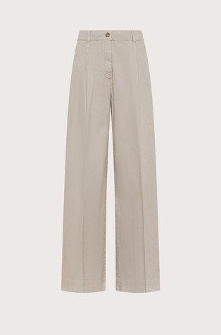 Hlače od pamučnog gabardena s naborima u struku