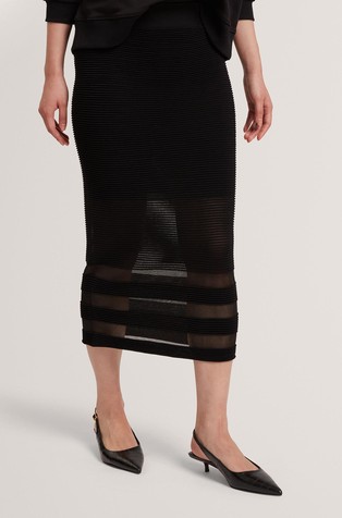 Midi pencil pletena suknja s prozirnim umetcima