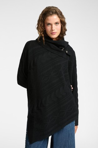 Asimetričan pleten pulover s uklonjivim ovratnikom