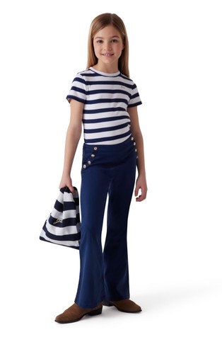 Satenske hlače s metalnim gumbima zlatne boje