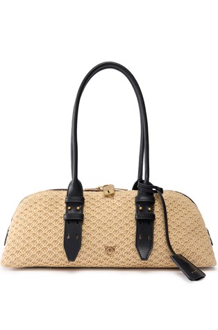 Hand bag in faux-raffia