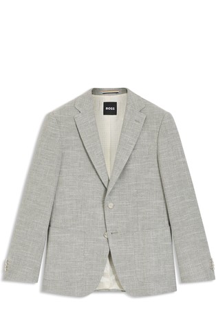 Regular-fit blazer in a patterned cotton blend