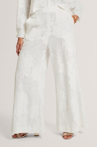 Široke hlače sa žakard cvjetnim uzorkom