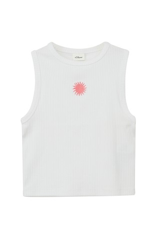 Cropped ribbed top with embroidery