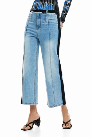 Jeans hlače od kombinacije tkanina