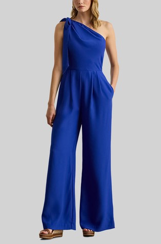 Kombinezon s otkrivenim ramenom i trakom za vezanje u mašnu