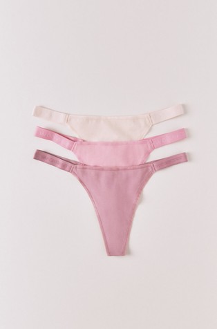 Paket od 3 para tangica od rastezljivog pamuka s bočnim trakama