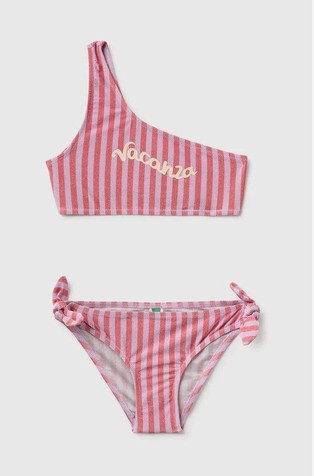 Asymmetric striped bikini with lurex