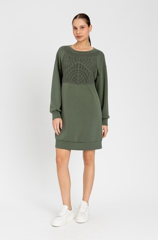 Short scuba dress with crochet detail