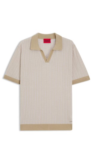 Pletena polo majica od pamuka i lana s Johnny ovratnikom