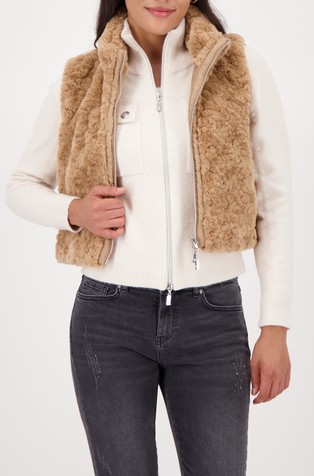 Cropped prsluk od umjetnog krzna s uzdignutim ovratnikom