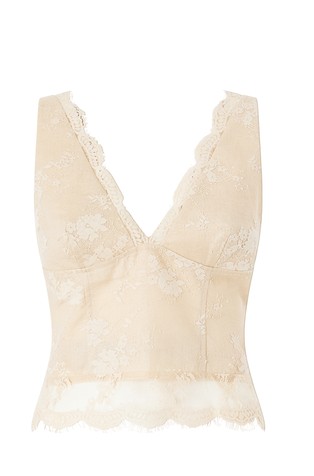 Laneni top s čipkom