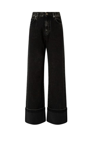 Jeans hlače s uvrnutim širokim nogavicama