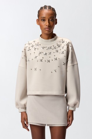 Sweater with jewel embroidery