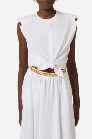 Cotton jersey tee with knot detail