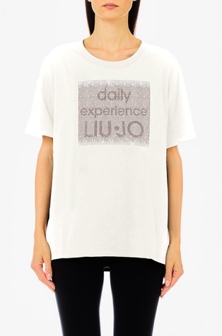 Logo majica kratkih rukava s ukrasnim kamenčićima