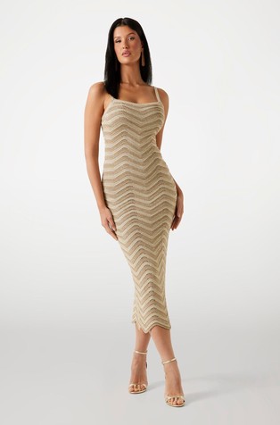 Pletena midi haljina s cik-cak uzorkom