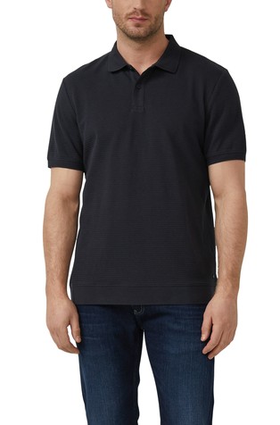 Structured cotton short-sleeved polo shirt