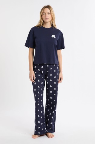 Hugy pamučna pidžama kratkih rukava s otisnutim pudlom