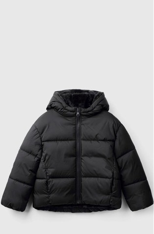 Prošivena jakna s kapuljačom i podstavom od umjetnog krzna