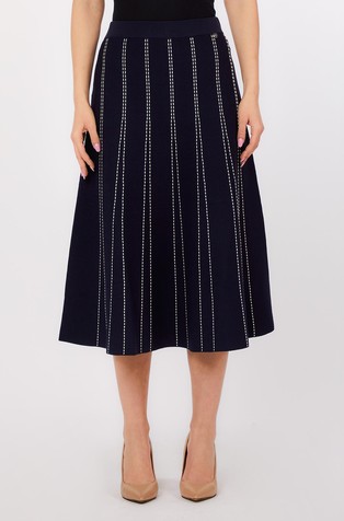 Midi pletena suknja s kontrastnim šavovima