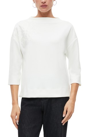 Relaxed fit pulover s 3/4 rukavima i cvjetnom aplikacijom
