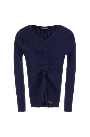 Rebrasto pleten pulover s detaljem vezice