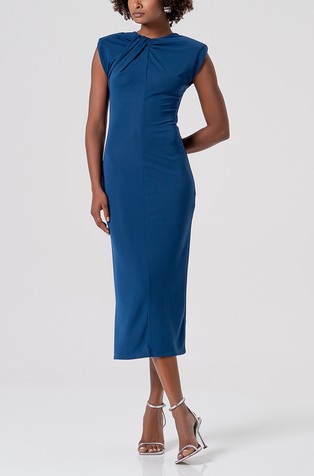 Pripijena jersey midi haljina s nabranim detaljima