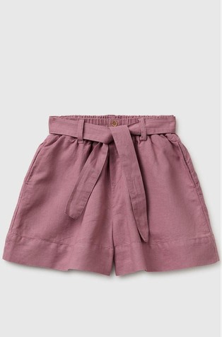 Kratke hlače od mješavine lana s trakom za vezanje