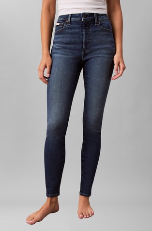Skinny fit jeans hlače s visokim strukom