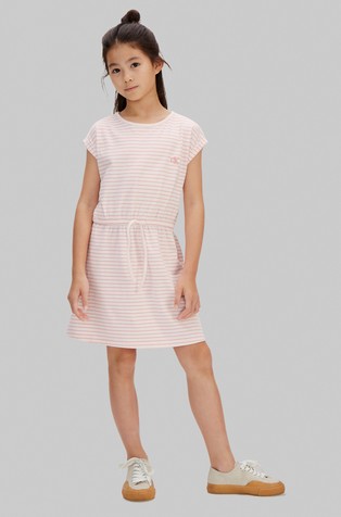 Prugasta jersey haljina s podesivom vezicom