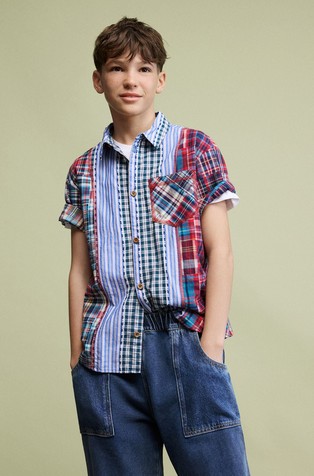 Patchwork short sleeved shirt