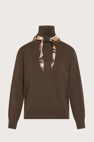 Wool and cashmere sweater with scarf detail