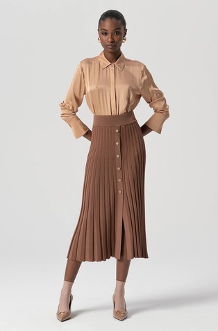 Pletena plisirana suknja od mješavine viskoze