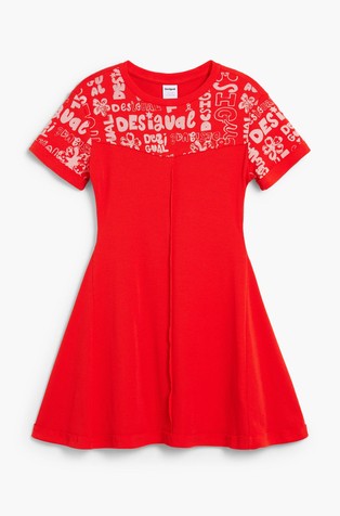 Rebrasta haljina kratkih rukava s logo umetkom