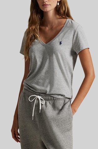 Pamučna majica kratkih rukava s V-izrezom